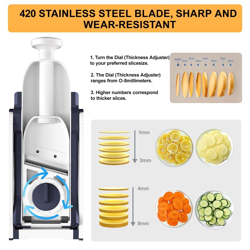 ZTQCSQ Safe Mandoline Slicer for Kitchen, Vegetable & Food Cutter