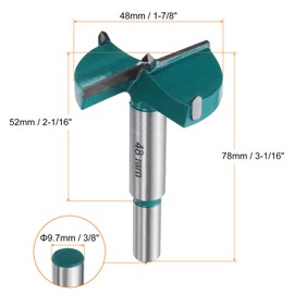 HARFINGTON 2pcs Forstner Drill Bit 1-7/8" (48mm) Tungsten Carbide Wood Drill Bit Hole Opener Cutter for Hinge Drilling Woodworking, Green