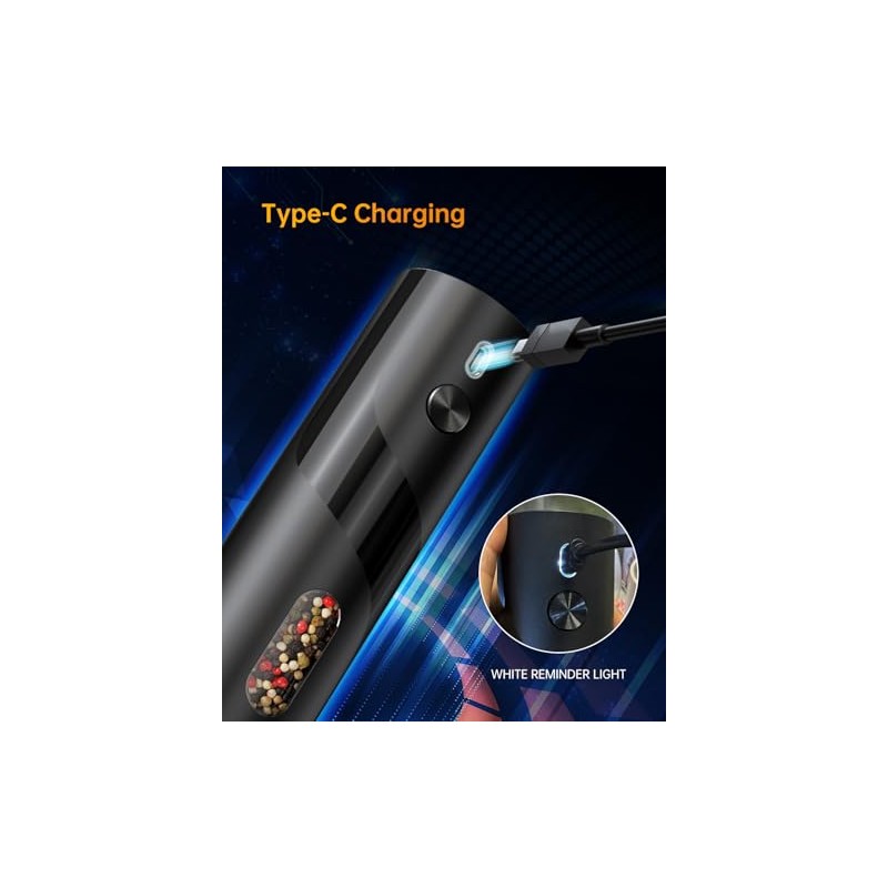 Rechargeable Electric Salt and Pepper Grinder Set with Base