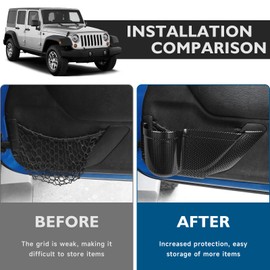 BIBLOZ 2PC Front Door Storage Pockets for Jeep Wrangler JK JKU Sport Sahara Rubincon 2011-2017 Accessories Plastic Cup Holder Storage Box Door Side Insert Organizer Box (Front Door(Carbon Fiber))