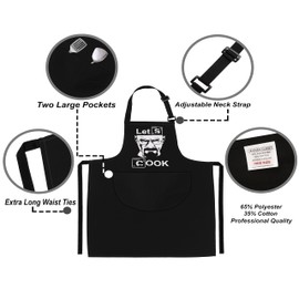 LINEN CLOSET® Adjustable Bbq Aprons for Men Funny Rude Chef Aprons Christmas Grilling Gifts for Dad Son Father Husband with 2 Pockets- Lets Cook Apron