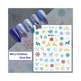 Christmas Snow Nail Sticker Merry Christmas Deer Tree Coffee Nail Decals Sr 2161 Nail Wraps Stickers Manicure Supplies for Women Nails Full Long Lasting Easy Apply and Remove