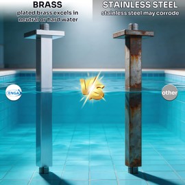 Enga Polished Chrome 12 Inch Square Ceiling Mount Shower Arm with Flange, Solid Brass Rain Shower Head Extension Arm 300mm, NPT 1/2"Thread