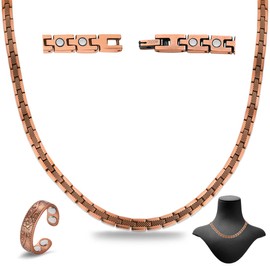 Cigmag Cigmag Copper Necklace for Men Women - Magnetic Necklace 99% Solid Pure Copper Ring Set Ultra Strength Magnets - with Adjustable Sizing Tool and Present Box
