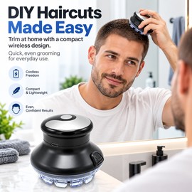 Cordless Circular Hair Clipper – 3–12 mm Self-Haircut Trimmer with LED Battery Display