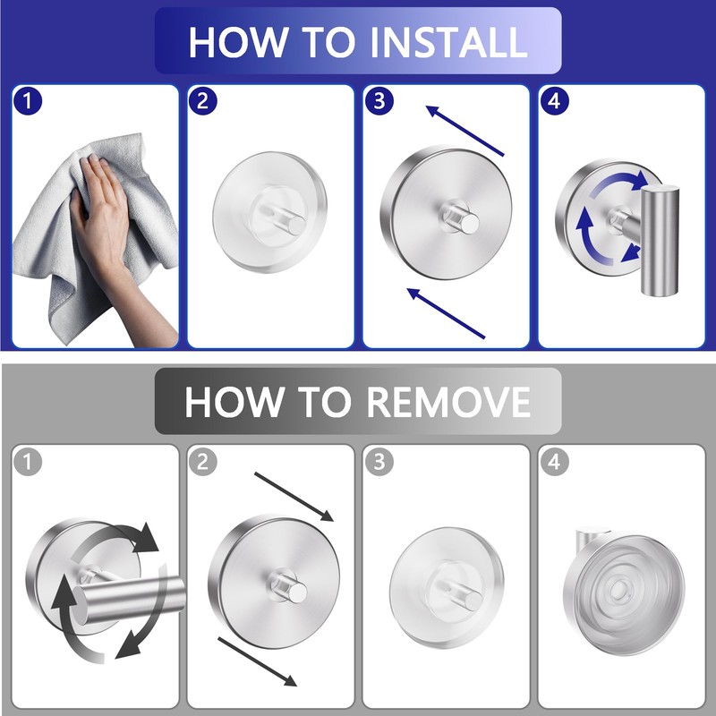 Aikzik Suction Hooks for Shower, Bathroom, Kitchen, Glass Door –
