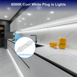 maylit Under Cabinet Strip Lighting Plug in 48in, Ultra Bright Small LED Light Bar, 6000K Cool White, 110V-120V Wired Lights for Kitchen Cabinet, Counter, Workbench, Desk, Closet, Shelf, Indoor