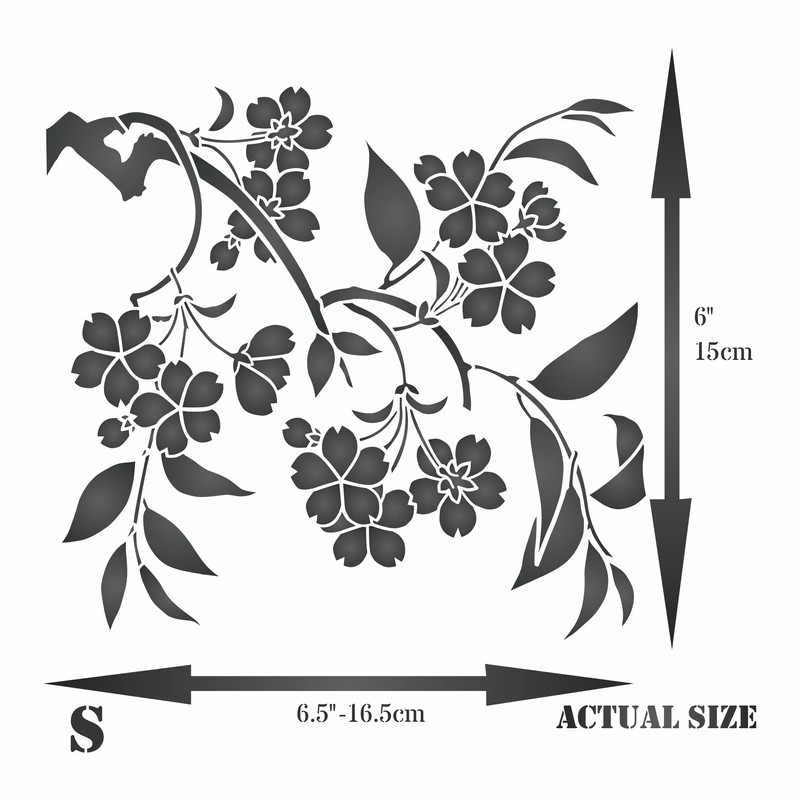 Cherry Blossom Stencil 6.5 x 6 Inch (S) - Japanese