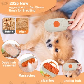 2025 New Cat Steam Brush,4 In 1 Cat and Dog Anti-Static Steam Comb for Massaging,Cleaning,Shedding &Brushes Grooming,USB Rechargeable Pet Grooming Brush With Spray(White)