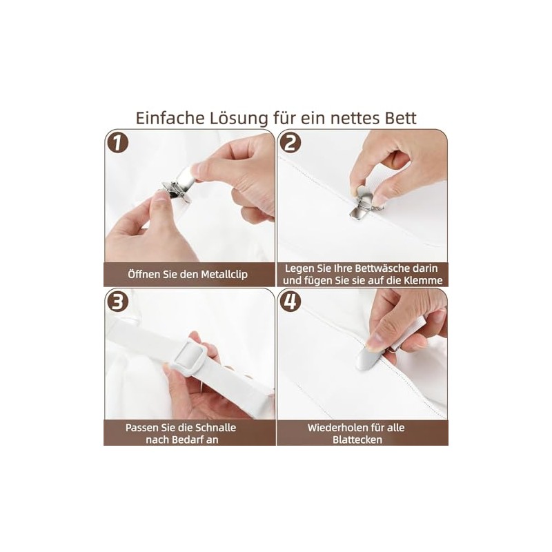 Adjustable Bed Sheet Tensioners - Set of 10 with Metal