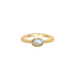 Elli Women's Vintage Look Basic Ring with Labradorite Gemstone in 925 Sterling Silver, Labradorite