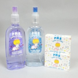 Lot of 2 P.M.B. Para Mi Bebe 8.3 oz Spray Baby Cologne & 2 Baby Soap Bars