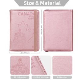 WALNEW RFID Blocking Passport Holder Wallet Cover Case (N-Rosegold)