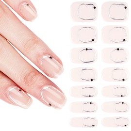 DANNI & TONI Semi Cured Gel Nail Strips Black Flower (Floral Glint) Transparent Gel Nail Stickers Gel Nail Wraps UV Gel Nails 28 Stickers