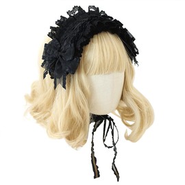 COSDREAMER Womens Ruffle Lace Ribbons Headband Maid Lace Flower Cosplay Headwear