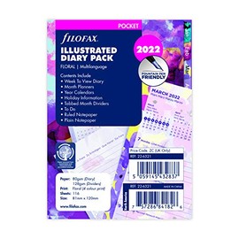 Filofax Pocket Illustrated Floral Week on 2 Pages 2022 Diary Pack, 22-6321