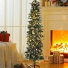 7.5ft Flocked Pencil Christmas Tree with Warm String Lights Pine