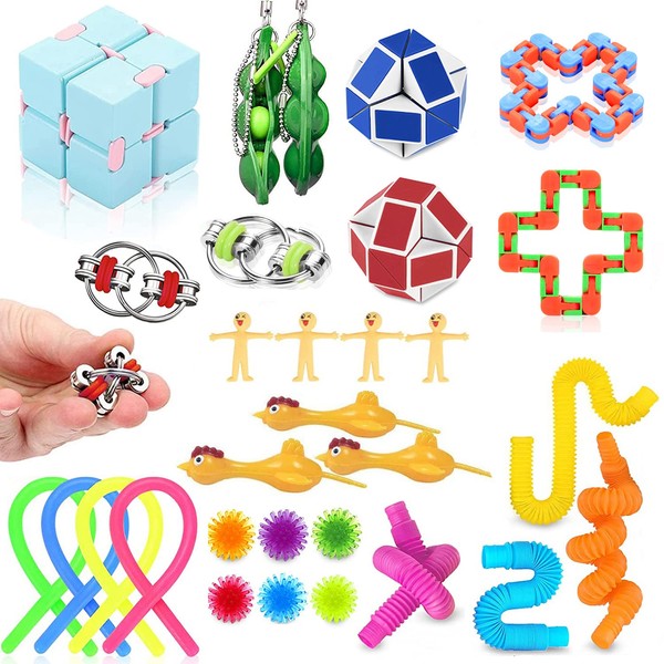 Fidget Toys Pack, 30 Pcs Fidget Toy Set, Stress Anxiety Relief Fidget Toys Set for ADD OCD Autistic Kids and Adults, Best Gifts for Children Adults on Weekdays, Holidays or Birthdays