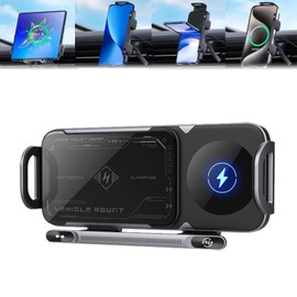 Gsnagole High Intelligent Mobile Phone/Pad Holder,Wireless Car Charger Fast Charging Phone Holder, 2 in 1 Auto Rotating Phone Holder,Compatible with Foldable Phones. (Gray)