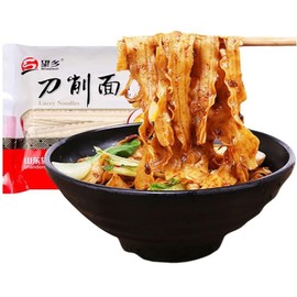 QIXINLIZYY Knife Sliced Noodles Wavy Knife Cut Noodles, Chinese Flat Dry Wide Noodles, Vegetarian Knife Shaved Noodles, 刀削面, Non-Fried & Air-Dried500g/17.63 oz (1 pack)- Springy Chewy Texture