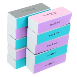 Healeved 10pcs Four-Sided Nail Buffer File Set Random Color Versatile Polishing Block for Gemstones Walnut and Bodhi for Nail Art and Manicure