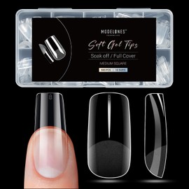 Modelones Medium Square Nail Tips - 500Pcs Pre-shaped Half Matte Full Cover False Nails Tips Acrylic Gel Kit Press on Nails for Nail Extension Salon 10 Sizes