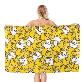Ngzhyad Cute Rubber Duck Beach Towel Large Microfiber Sand Free Quick Dry Bath Towels Gift for Pool Bathroom Travel Cruise Ship Essentials 32x52 Inch