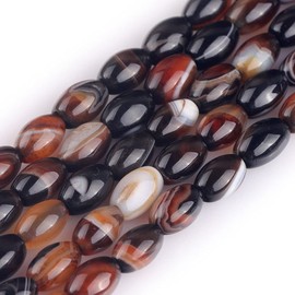 Gem-Inside 6x9mm Natural Brown Agate Botswana Onyx Oval Beads Semi Precious Stone Beads for Jewelry Making Strand 15 Inch