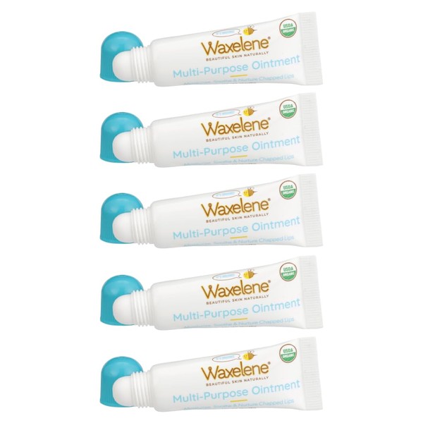 Waxelene Multi-Purpose Ointment, Organic, Lip Tube, Pack of 5