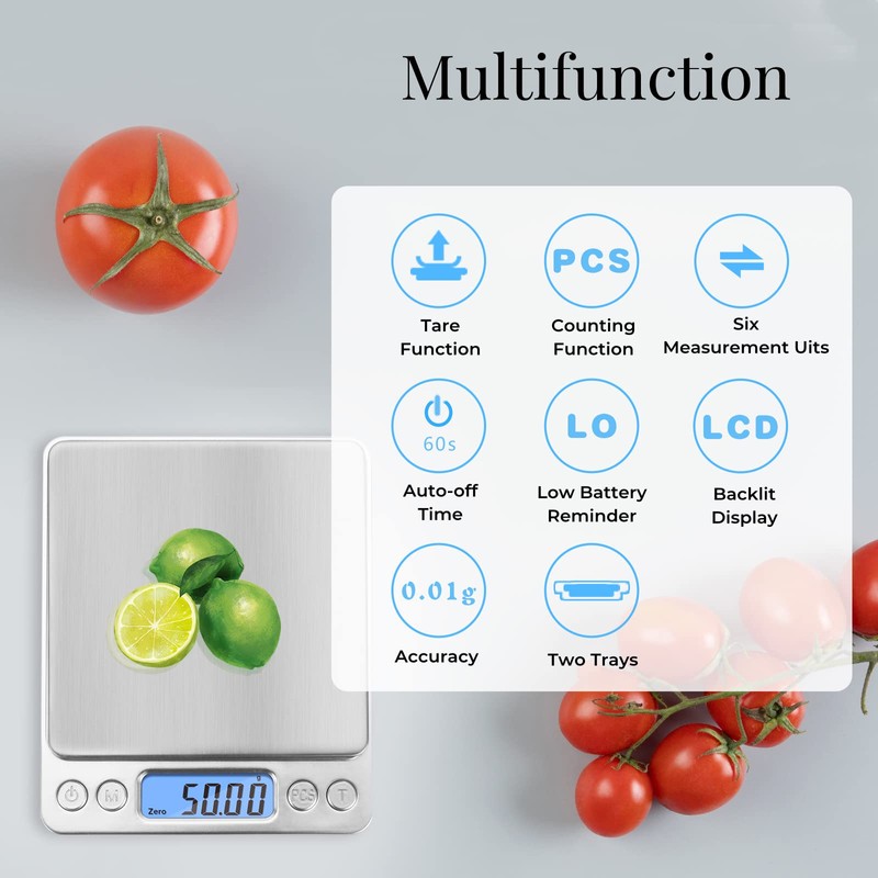 Digital Gram Scale Toprime 500g 0.01g Food Scale High Precision