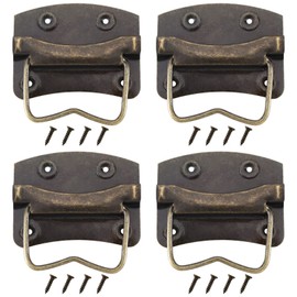 YINETTECH 4Pcs Antique Folding Handles Metal Foldable Handles Vintage Style Lifting Handle Furnitures Accessories for Cabinet Cupboard 54x40mm