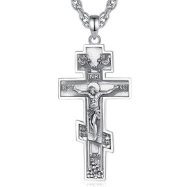 CELESTIA Cross Pendant Saint Christopher Archangel Michael Three Kings Crucifix Necklace Silver 925 Christian Jewellery Gifts Women Men, Sterling Silver Stainless Steel, No Gemstone