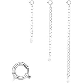 ALEXCRAFT 3PCS Sterling Silver Necklace Extender Chain Extender for Necklace Bracelet Extender for Jewelry Making (2 3 4 inch)