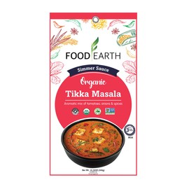 Food Earth Indian Simmer Sauce – Tikka Masala – Organic, Vegan, Gluten-Free, GMO-Free – Microwavable Cooking Sauce – 12 Pouches (5.29 oz Each)