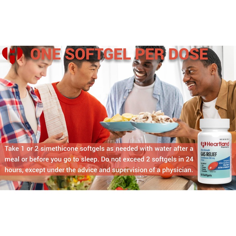 Heartland Pharma Gas Relief Simethicone 180mg Softgels - Ultra Strength