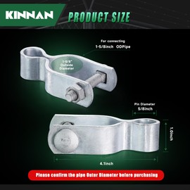 KINNAN 1-5/8" Chain Link Fence Gate Female Hinge, Heavy Duty Galvanized Steel, Gate Hinges with Bolts and Nuts, Durable Fence Hardware for Secure and Long-Lasting, Easy Installation (2 Pack)