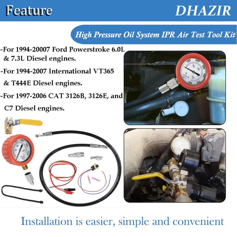 High Pressure Oil System IPR Air Test Tool Kit Fit