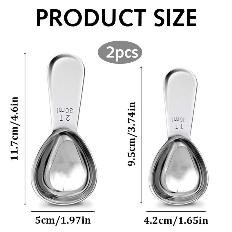 2Pcs Coffee Scoop,Silver Stainless Coffee Scoop,Measuring Spoon with Short Handle