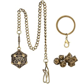 Dungeons & Dragons Dice Set, Including D20 Cage, Keychain, Chain and Dice, Role Playing Board Games Accessories, Dungeons and Dragons Gifts