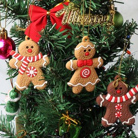 12Pcs Gingerbread Christmas Decoration for Tree -Candy Gingerbread Man Ornaments 3D Self Hanging Christmas Decor for Christmas Tree Winter Home Party Decorations