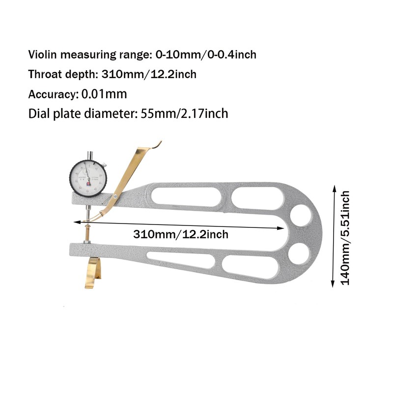 Lfhelper Violin Thickness Gauge Measuring Tool, Grauating Caliper, 0-0.4inch Range,