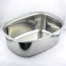 Nagao Tsubamesanjo Washtub, Oval Shaped, 14.8 x 11.3 inches (37.5 x 28.6 cm), Kitchen Use, Stainless Steel, Made in Japan