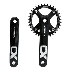 Mgoodoo Mountain Bike 170 mm Crankset with 104 BCD 34T/Teeth Chainring, Aluminium Alloy MTB Crank Narrow Wide CNC Round Chainring Screws Fit for Mountain Bike, Road Bike Crank
