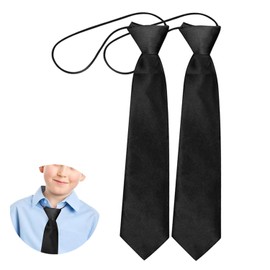 BRITECO 2 Pcs Children Tie, Children Black Tie, Boys Black Tie, Adjustable Necktie for Children, Perfect for Formal Events, School Uniforms, and Special Occasions