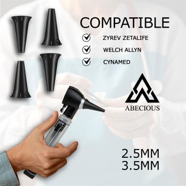 ABECIOUS Diagnostic Otoscope Covers – Pack of 50 Universal, High-Quality Disposable Plastic Ear Otoscope Specula Tips (25 of Each Size: 2.5mm & 3.5mm) for Adults & Children