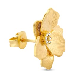 DPT ANTWERP Jasmine Small (Single) Stud | Natural White Diamond 7 pc | 18-Carat Yellow Gold Vermeil | 925 Sterling Silver | 15.00 x 14.00 x 3.80 mm | Pin