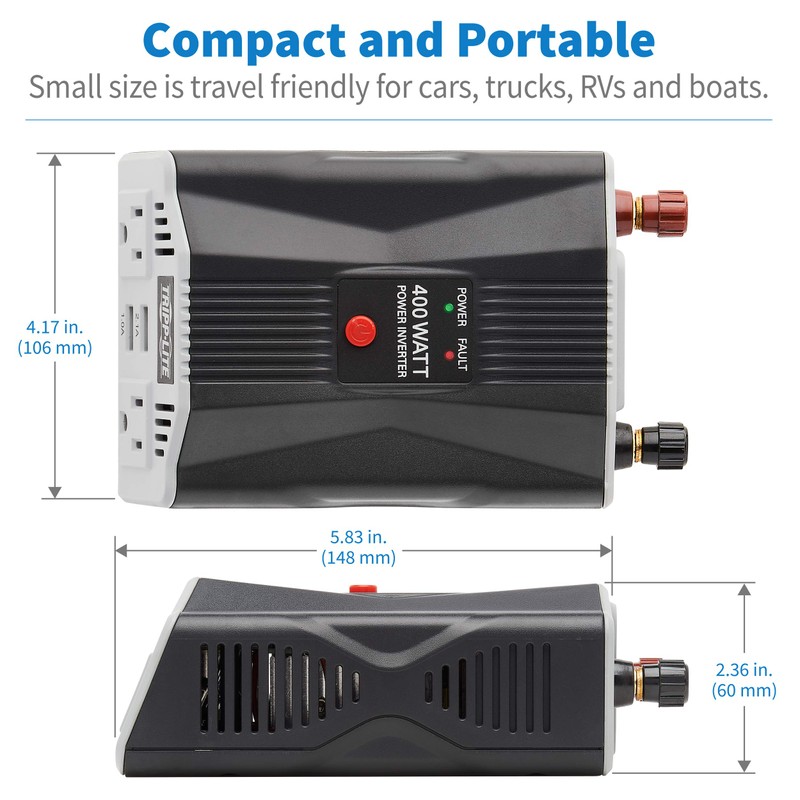 Tripp Lite 400W Car Power Inverter with 2 Outlets &