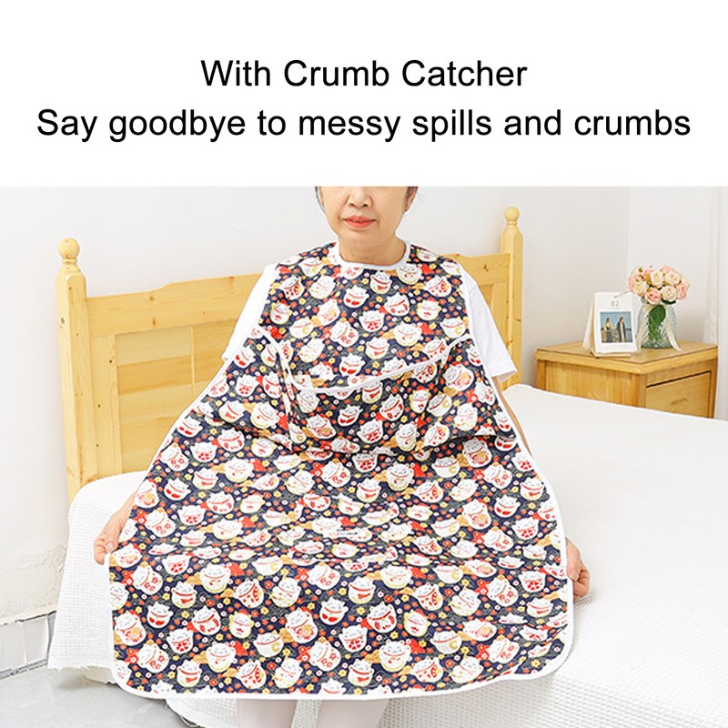 Adult Bib for Elderly Washable Bib Reusable Waterproof Clothing Protector