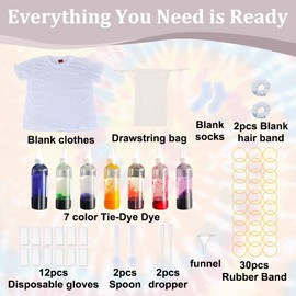 WEBEEDY 5 Sets All in One Tie Dye Set Tiedye Shirt Kit with 26 Colours White T Shirts Socks and Hair Bands Tie Dye Party DIY Clothing Dyeing Project for Adults in Large Groups