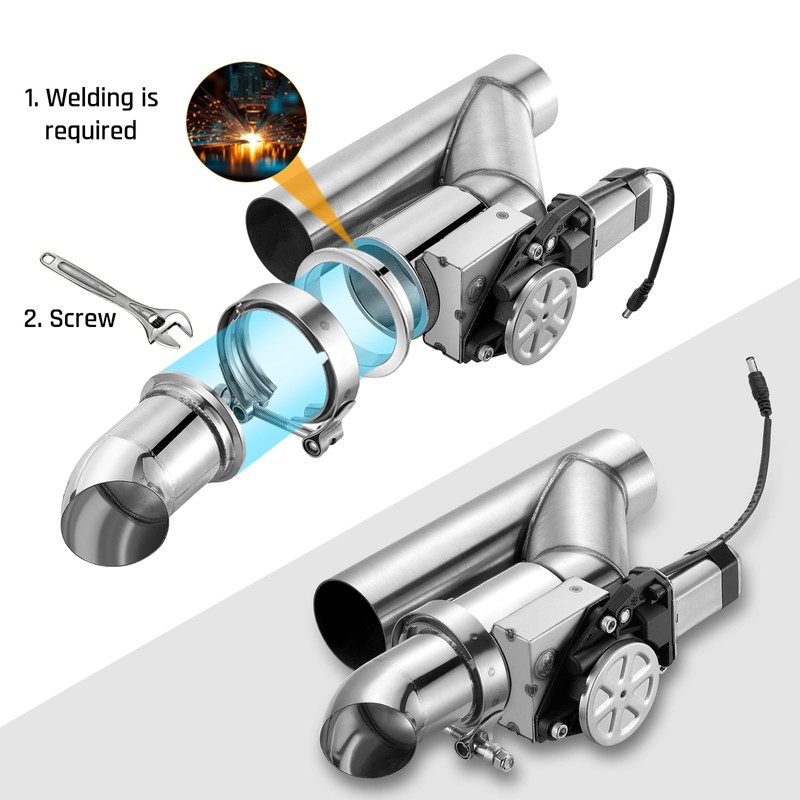 SPELAB Electric Exhaust Cutout 3.0 Inch with Elbow Muffler Exhaust